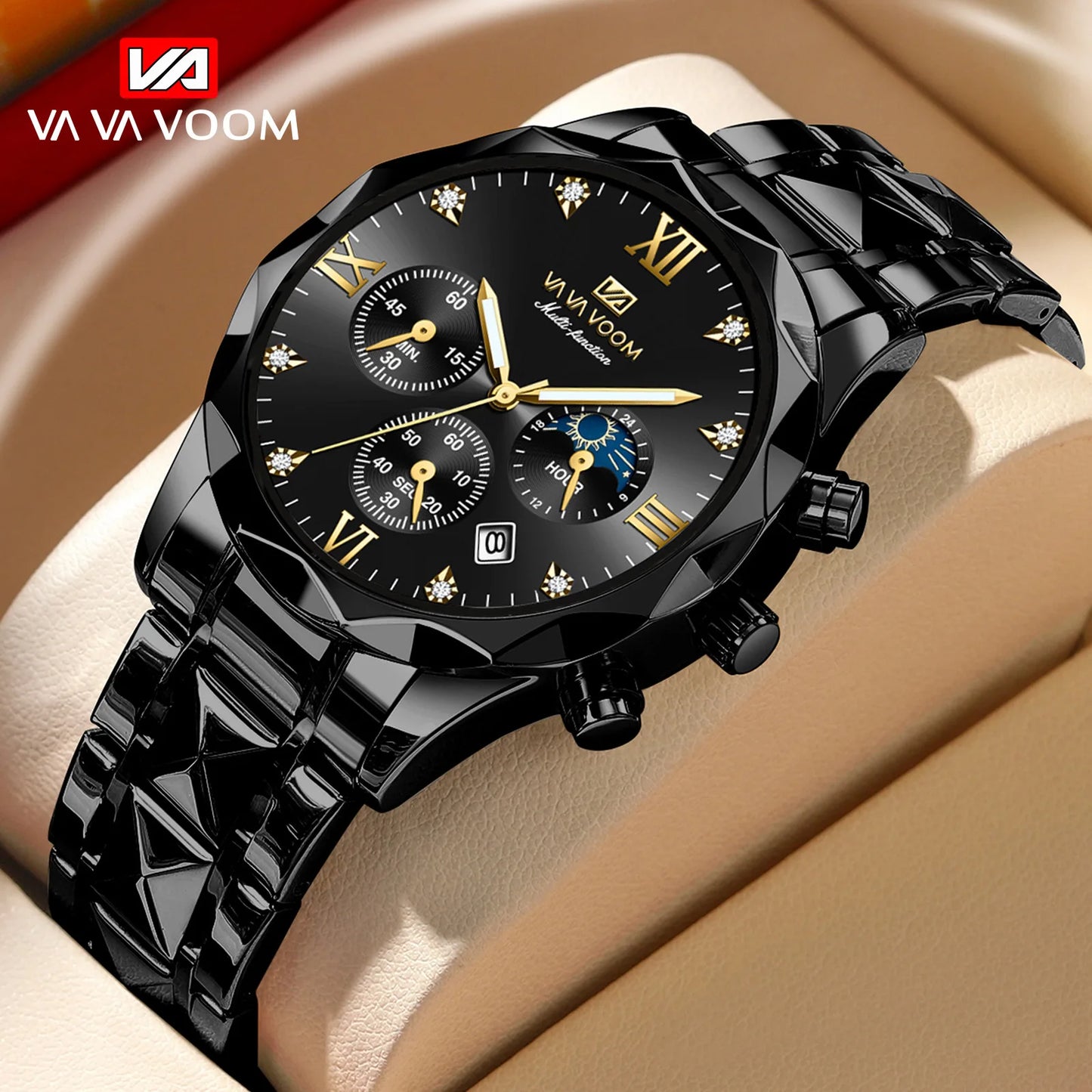 Hannah Martin Vava Voom 2741 Fashion Men's Watches Brand Waterproof Stainless Steel Business High End Date Quartz Watch for Men