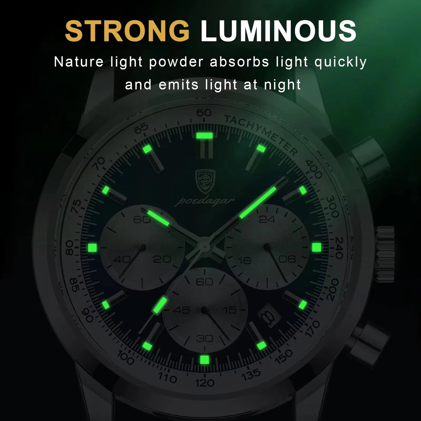 POEDAGAR 921 New Luxury Man Watch High Quality Waterproof Chronograph Luminous Men's Leather Quartz Watches Casual Clock