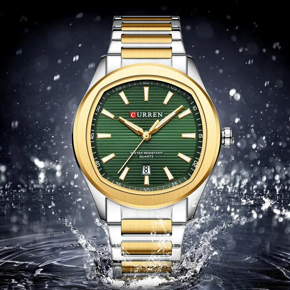 CURREN 8474 New Simple Luxury Quartz Watches Men Stainless Steel Band Wristwatch Luminous Hands Auto Date Life Waterproof Clock