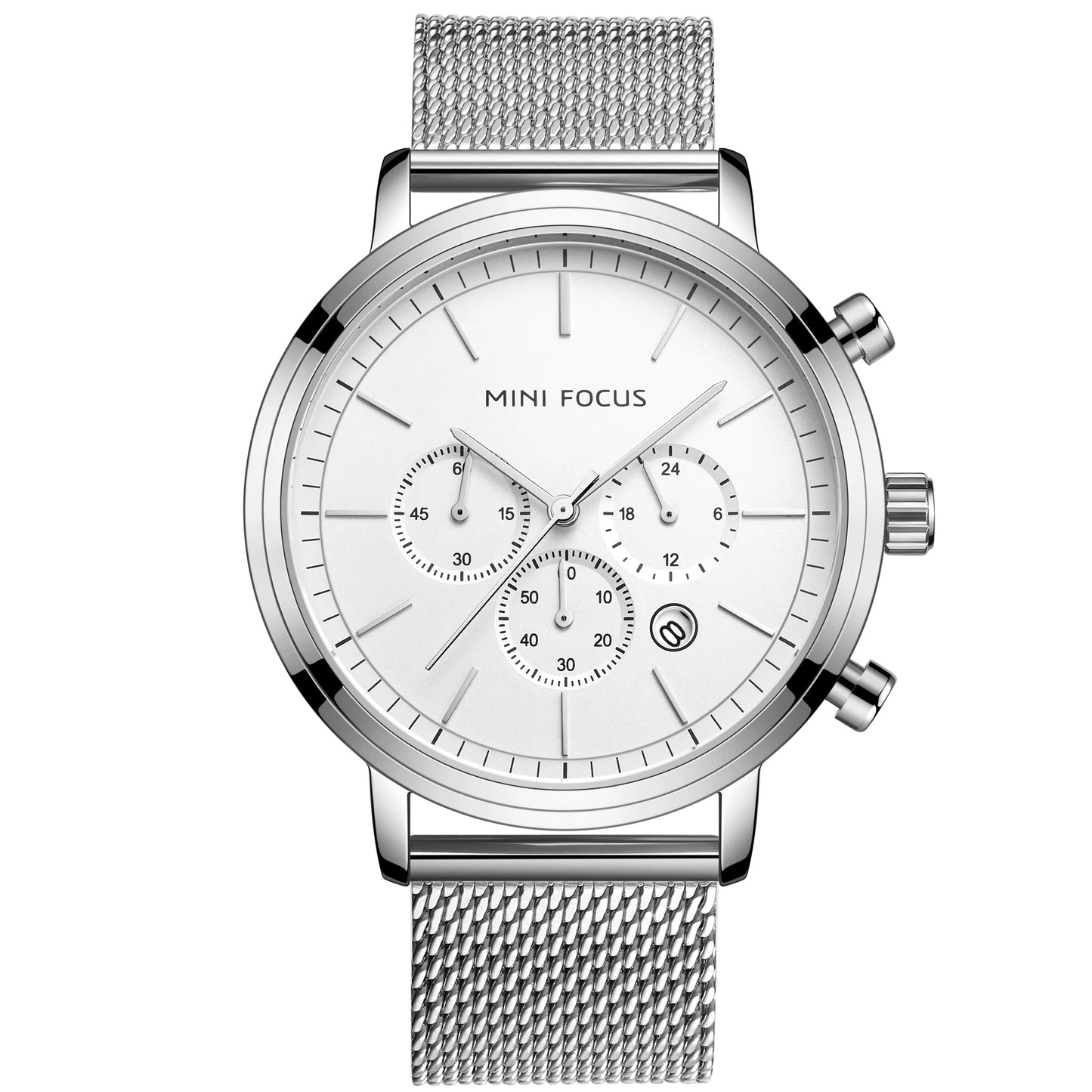 Reloj Hombre Mini Focus MF0297G Stylish Quartz Watches Luxury Personalized Silver Mesh Stainless Steel Band Men Wrist Watch