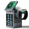 New 3 in 1 Magnetic Wireless Charging Station With Bluetooth Speaker Alarm Clock RGB Pixel Display Fast Charging for iPhone