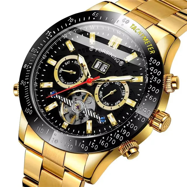 Relogio Masculino FORSINING Top Luxury Automatic Wrist Watch Mens Tourbillon Mechanical Watches Men's Wristwatches Clock Gold