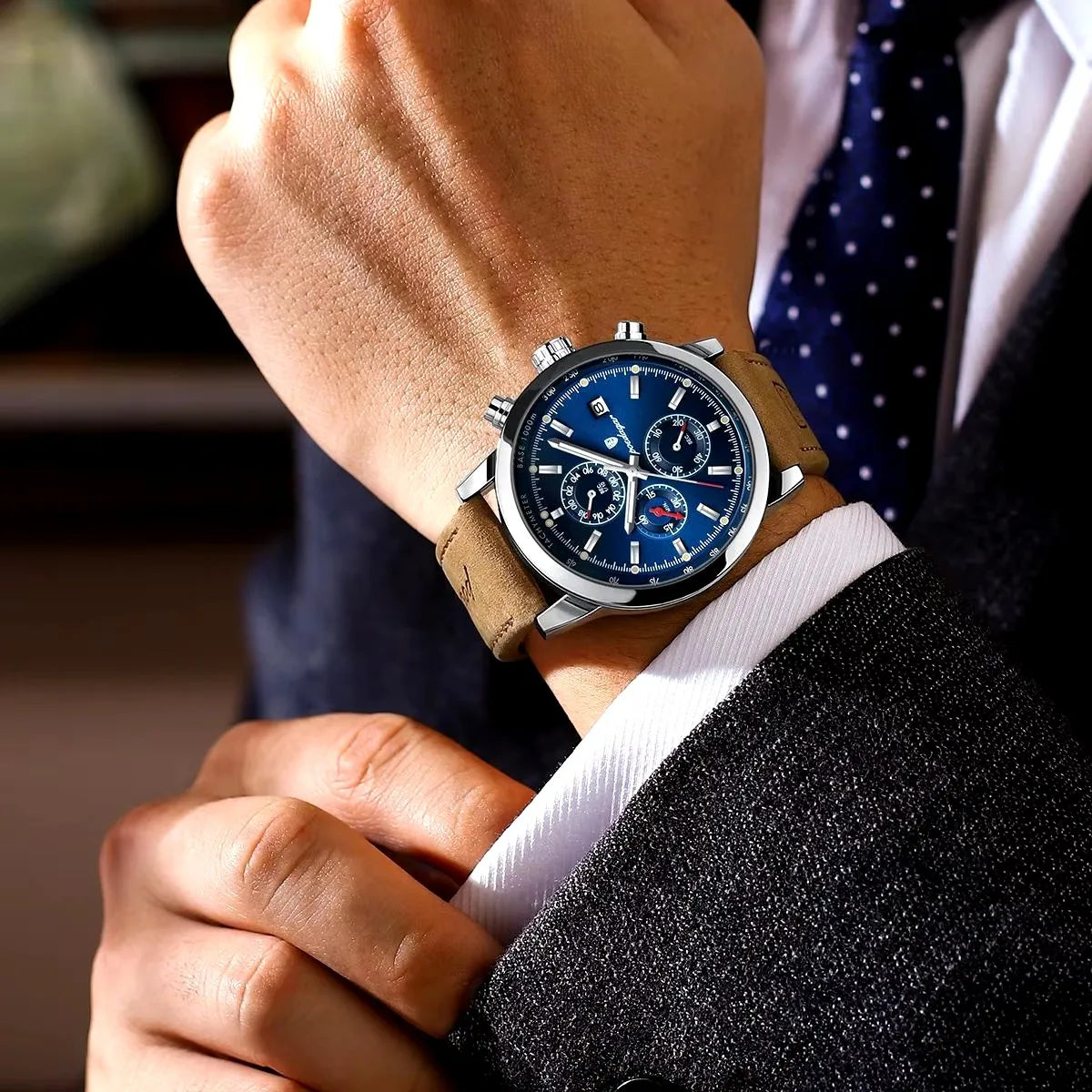 POEDAGAR 932 NewLuxury Wristwatch for Man Waterproof Luminous Chronograph Men Sports Leather Quartz Watches Reloj