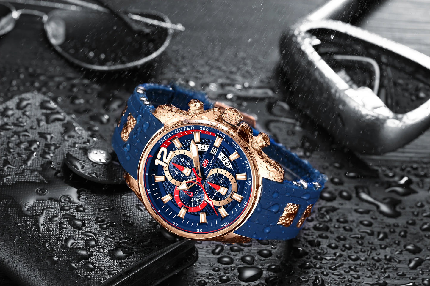 Best Selling MINI FOCUS MF0350G Luxury Quartz Watch Men Waterproof Silicone Band Waterproof Luminous Hands Wrist Watches