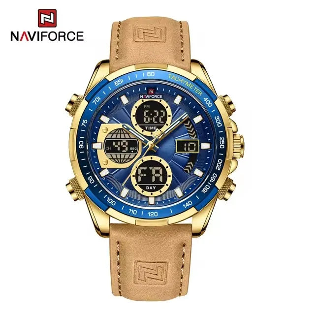 NAVIFORCE 9197 Quartz Watches Mens Luxury Sport Chronograph Waterproof Quartz Big Dial Clock Digital Wristwatches Men Watch