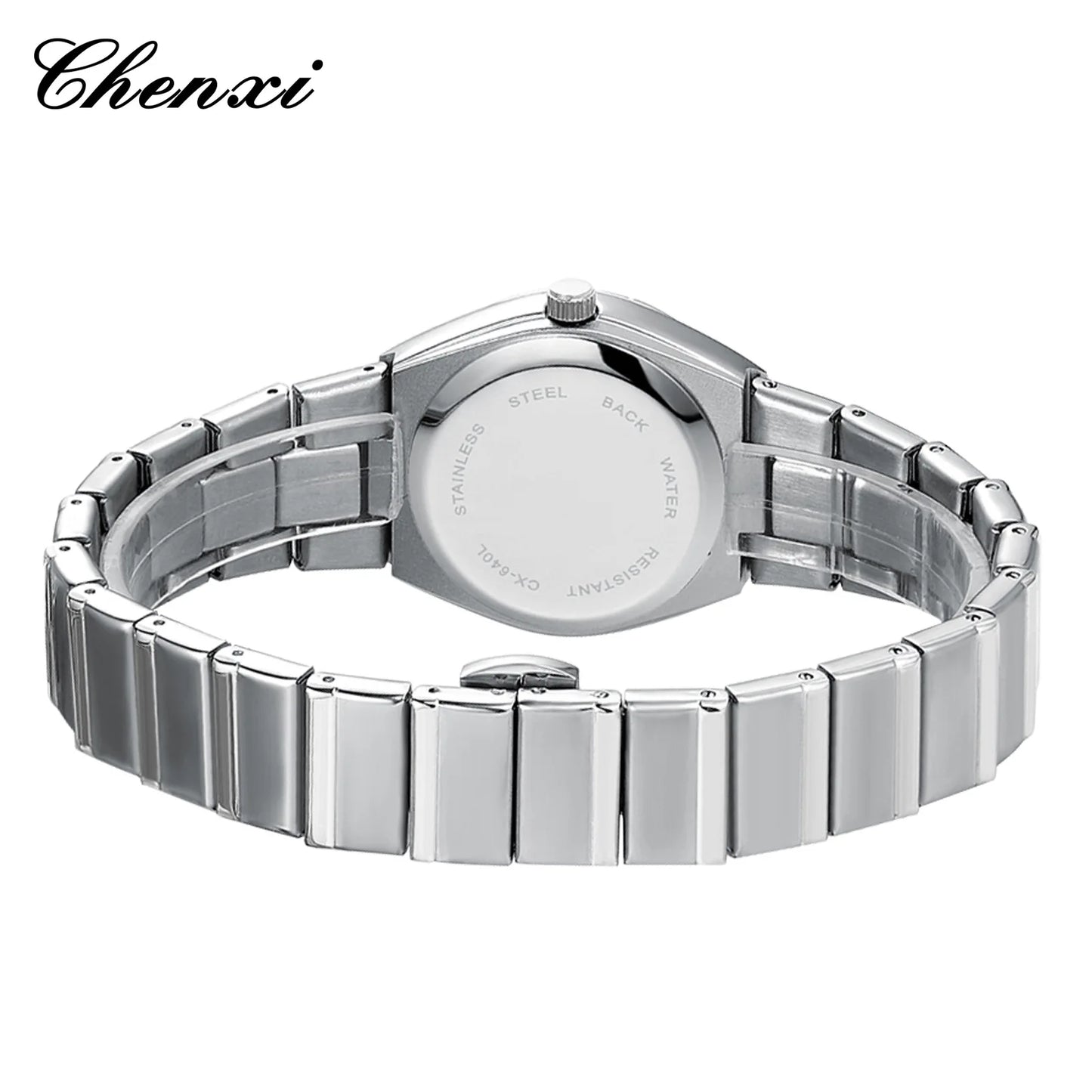 CHENXI 6402 Silver Blue Watch for Men New Mens Wristwatch 40mm Stainless Steel Quartz Watches Business Casual Bracelet Man Gift