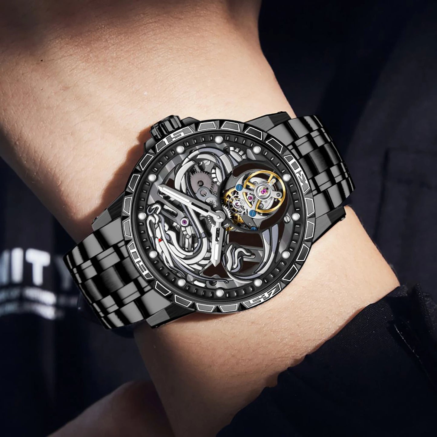 China Zodiac Dragon Flying Tourbillon Movement Manual-winding Watch Waterproof Men's Tourbillon Skeleton Mechanical Watches