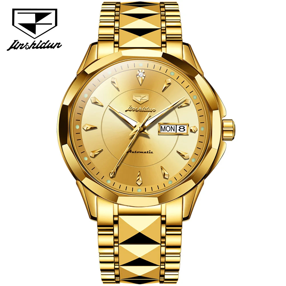 JSDUN 8936 Custom OEM logo Casual Waterproof Stainless Steel Calendar Sport Automatic Mechanical Watches Men Wrist