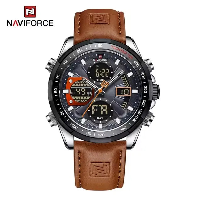 NAVIFORCE 9197 Quartz Watches Mens Luxury Sport Chronograph Waterproof Quartz Big Dial Clock Digital Wristwatches Men Watch
