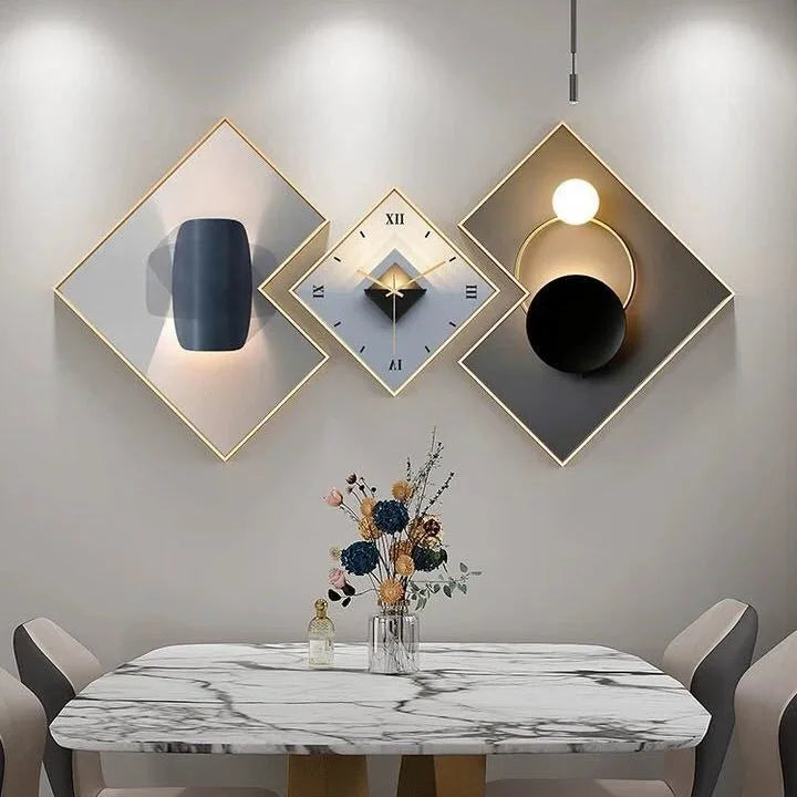 200cm Set 3 Modern Clocks Creative Modeling Design Wall Decorative Clock Light Luxury Wall Hanging Decor Art Clock for Sale