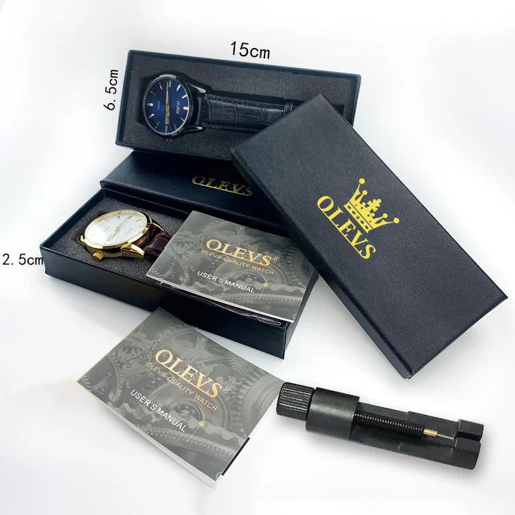 OLEVS 9949 Men Quartz Alloy Watches Relojes Watches Men Wrist Custom Quartz Leather Watch