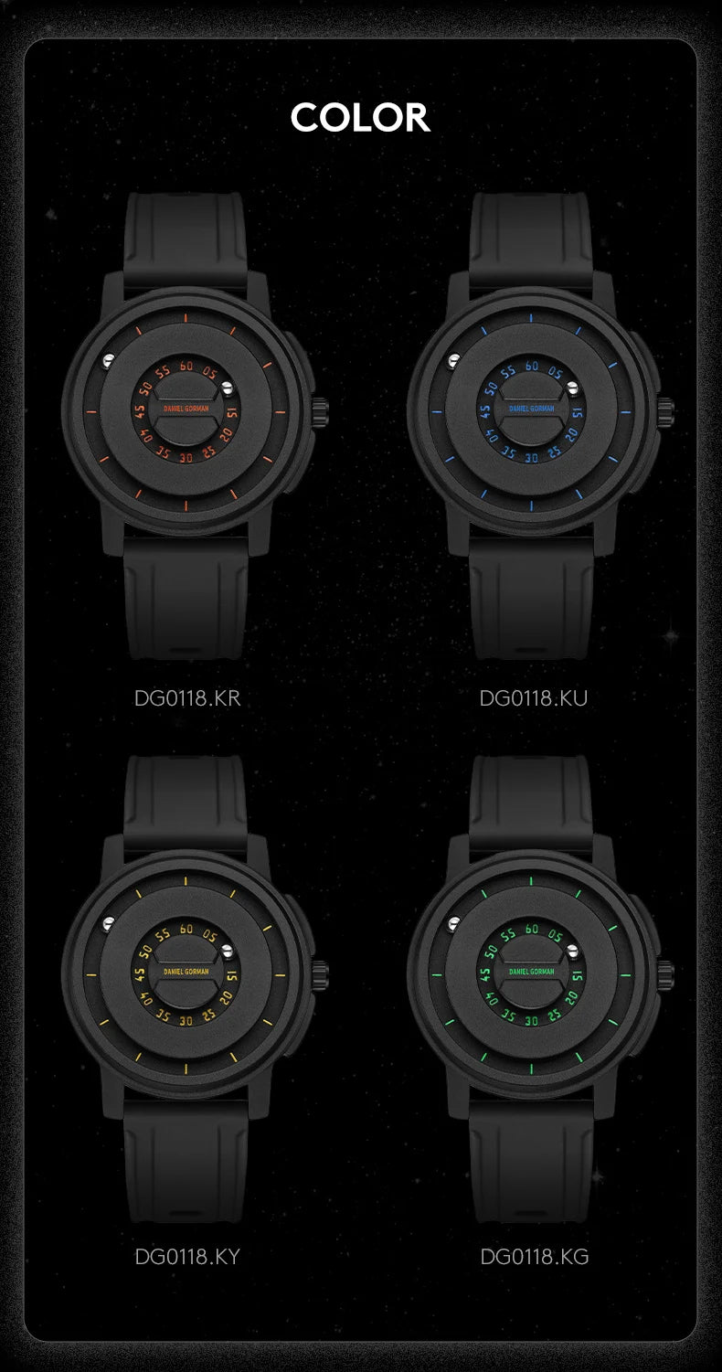 Silicone Band Magnetic Levitation Hands Watch for Men 3 ATM Waterproof Quartz Movement Quartz Watches