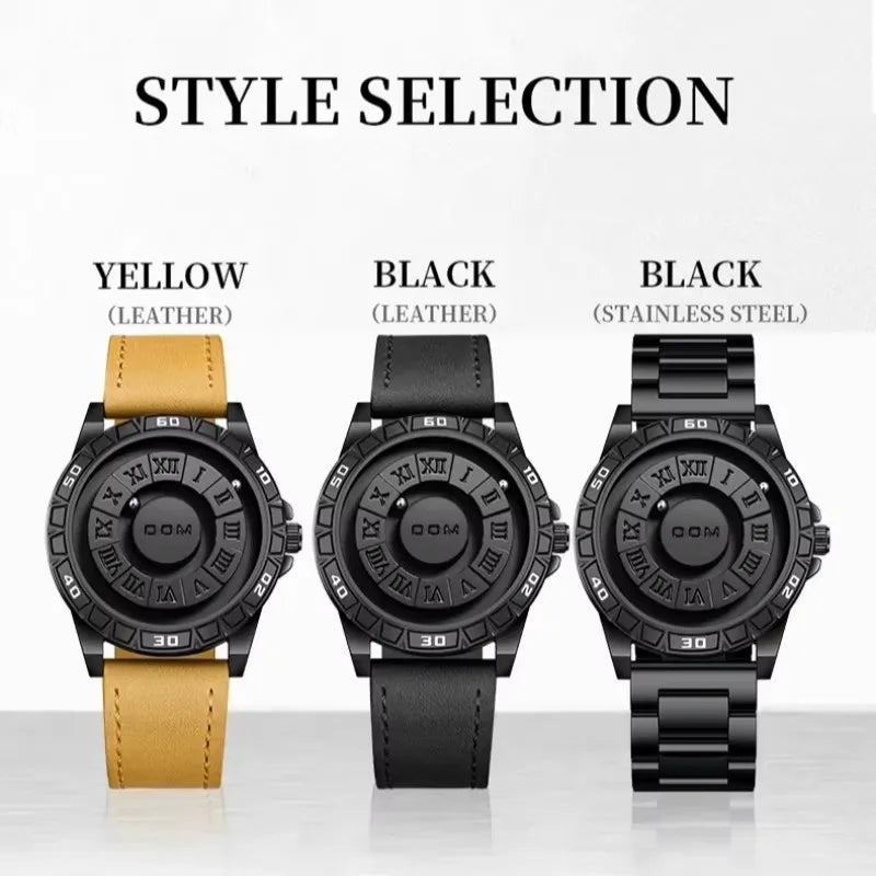 DOM 1726 Classics New Design Magnetic Ball Concept Men Fashion Cool Trend Minimalist Waterproof Leather Quartz Watches