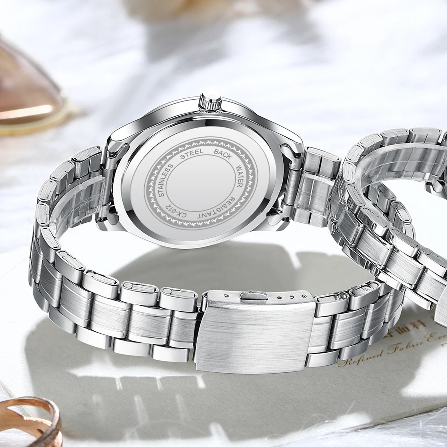 CHENXI 012 Diamond Watch for Men Stainless Steel Strap Man Sport Quartz Watches Fashion Silver White Bracelet Mens Wristwatches