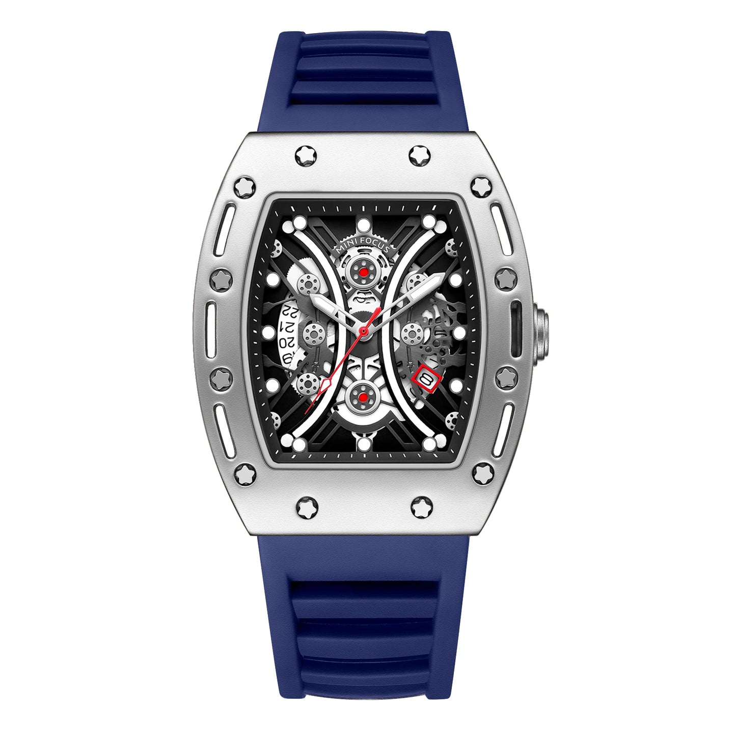 MINI FOCUS MF0420G Men Fashion Barrel Shaped Sports Watch Silicone Strap Waterproof With Luminous Hands Quartz Watches Reloj