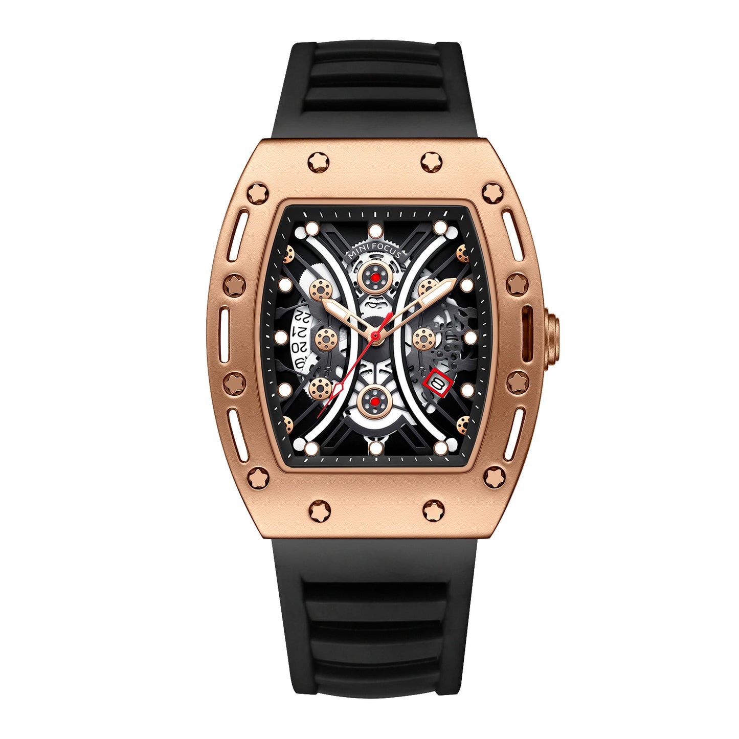 MINI FOCUS MF0420G Men Fashion Barrel Shaped Sports Watch Silicone Strap Waterproof With Luminous Hands Quartz Watches Reloj