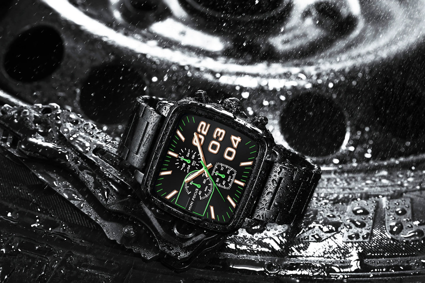 Relogio Masculino MINI FOCUS MF0314G Original Brand Waterproof Chronograph Men Quartz Watches Luxury Square Wrist Watch