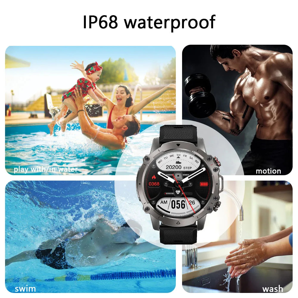 Smart Watch Men Fashion Sport Edition IP68Waterproof Fitness Tracker Man Classic Black Stainless Answer/Make Calls Smart Watches
