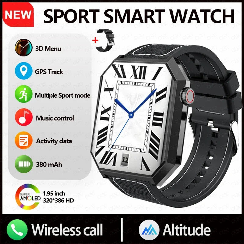 2025 New Smart Watch 1.95"HD Screen Health Al Voice NFC Sports Mode Altimeter BT Call 3D Vision Deep Waterproof Smart Watch