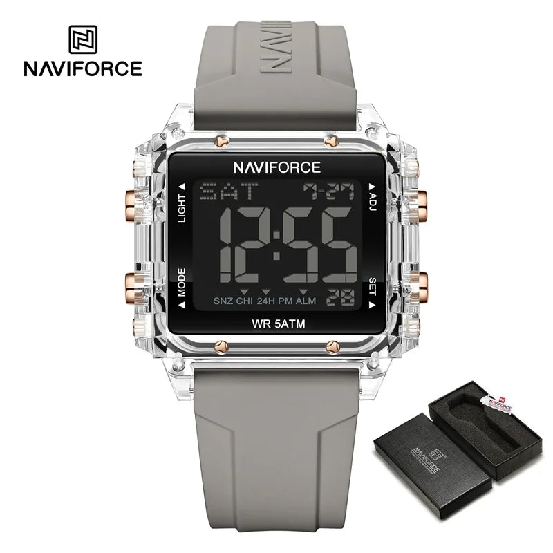 NAVIFORCE Watches for Woman Casual Waterproof Day and Date Dispay Silicone Strap Ladies Wristwatch LCD Digital Electronic Clocks