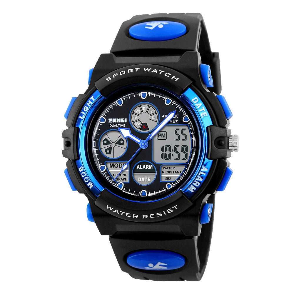 SKMEI Sports Kids Watches 5Bar Waterproof Wristwatch For Boys Girls Back Light Dual Time Display Children Watch Relogio Infantil