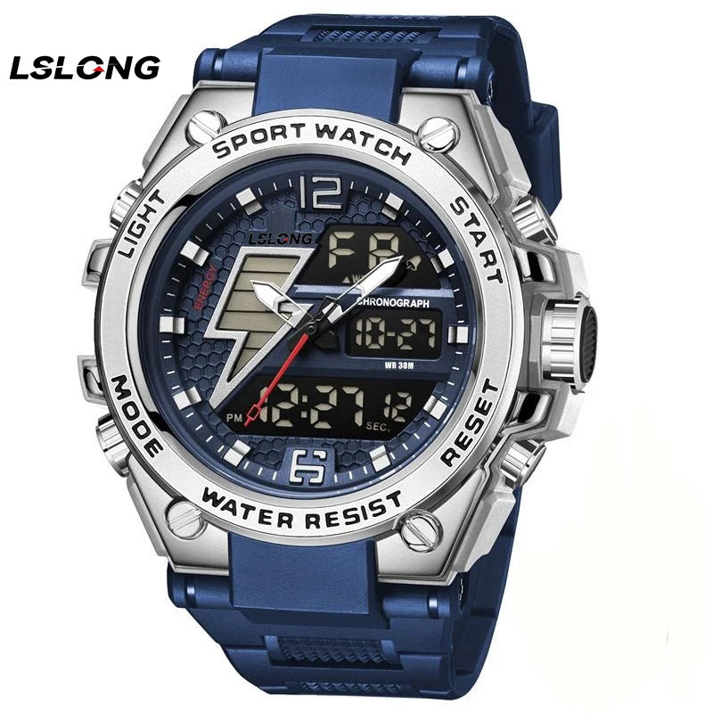 Men's Watches Sports Outdoor Waterproof Wrist Watch Tactical Date Multi Function Large Face LED Alarm Stopwatch for Men