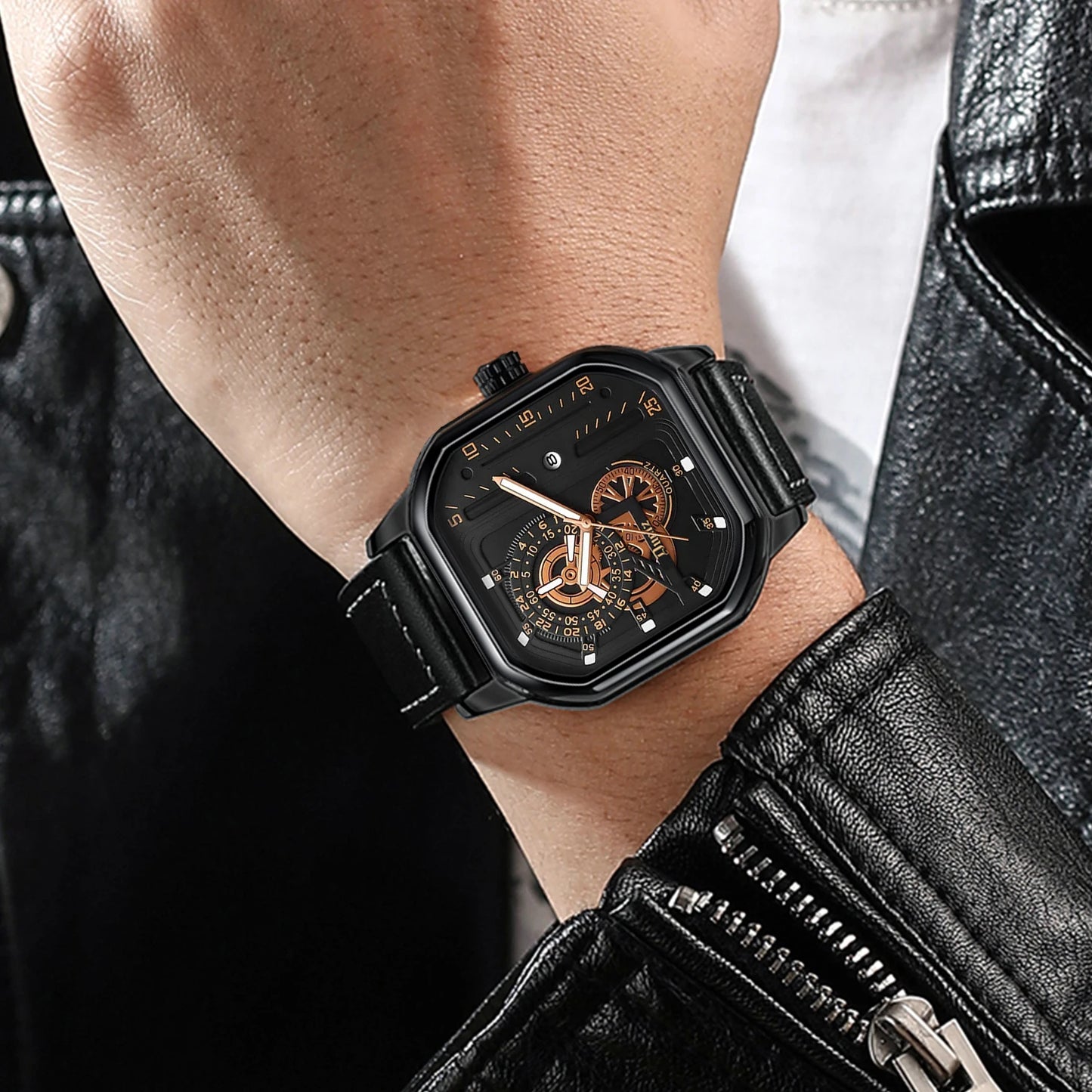 Men's Watch Fashion Leather Strap Casual Square Men's Watch Boyfriend Gift Watch men watch