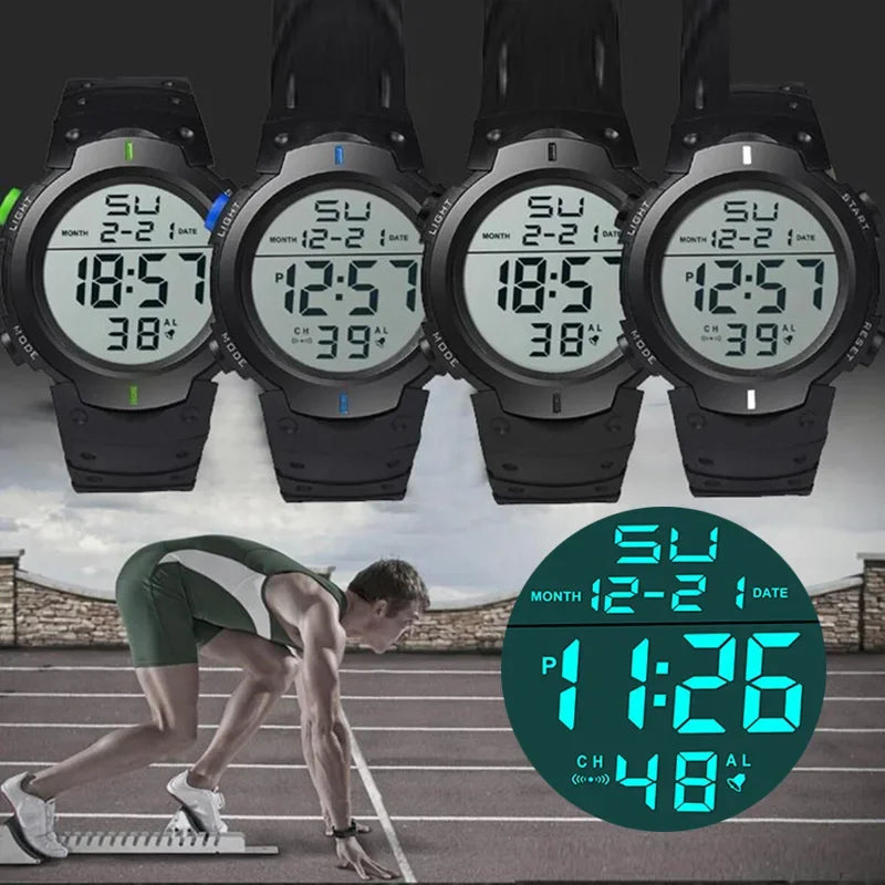 Men Electronic Watch Sports Watches For Men Waterproof Luminous Multifunction Outdoor Fitness Large Screen Electronic Wristwatch