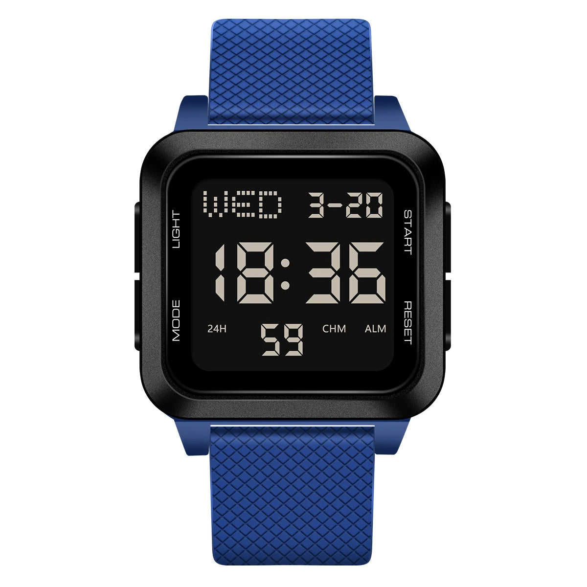 Men's sports watch, electronic waterproof LED digital watch, student alarm clock, countdown square electronic watch