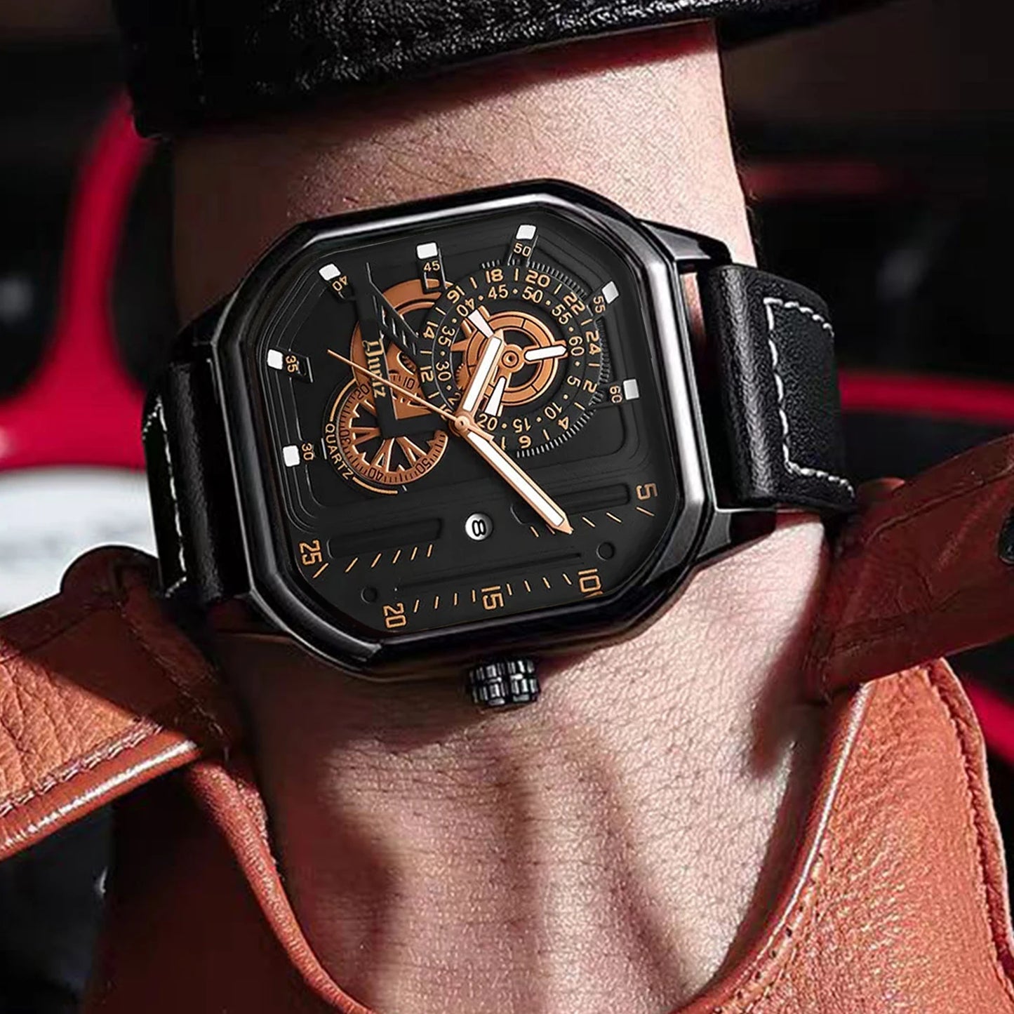 Men's Watch Fashion Leather Strap Casual Square Men's Watch Boyfriend Gift Watch men watch