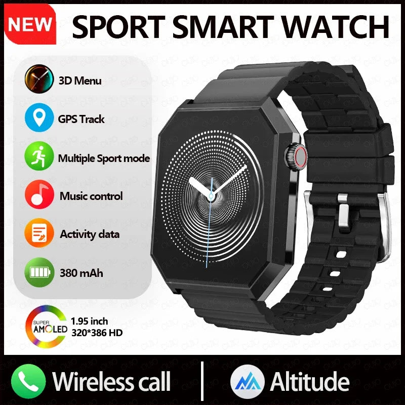 2025 New Smart Watch 1.95"HD Screen Health Al Voice NFC Sports Mode Altimeter BT Call 3D Vision Deep Waterproof Smart Watch
