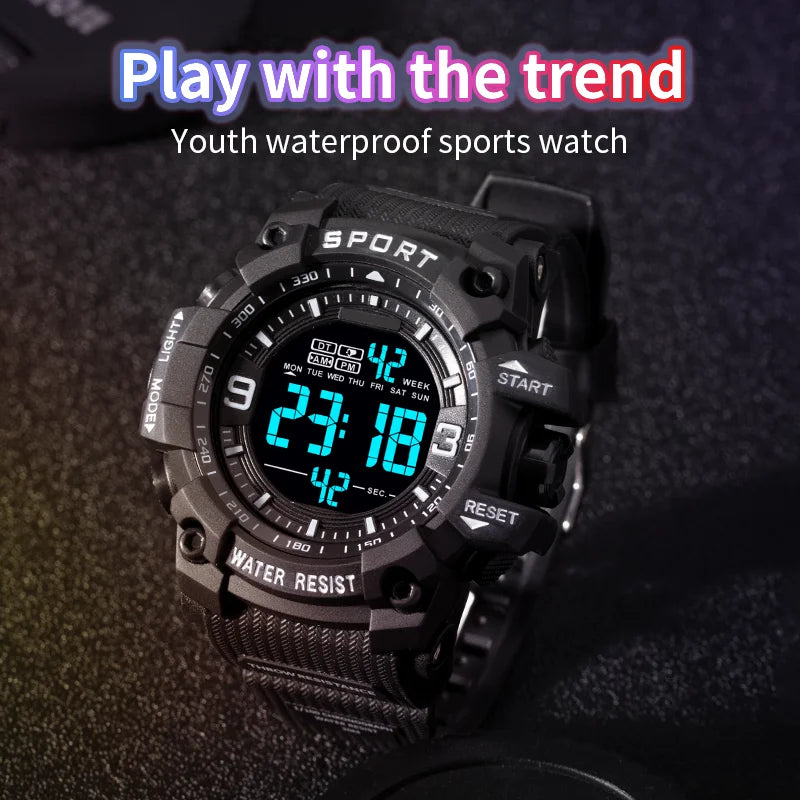 NEW ARRIVAL SPORTS WATCHES FOR MEN Outdoor Sports Waterproof LED Electronic Watch Rubber Student Digital Multifunction Watch