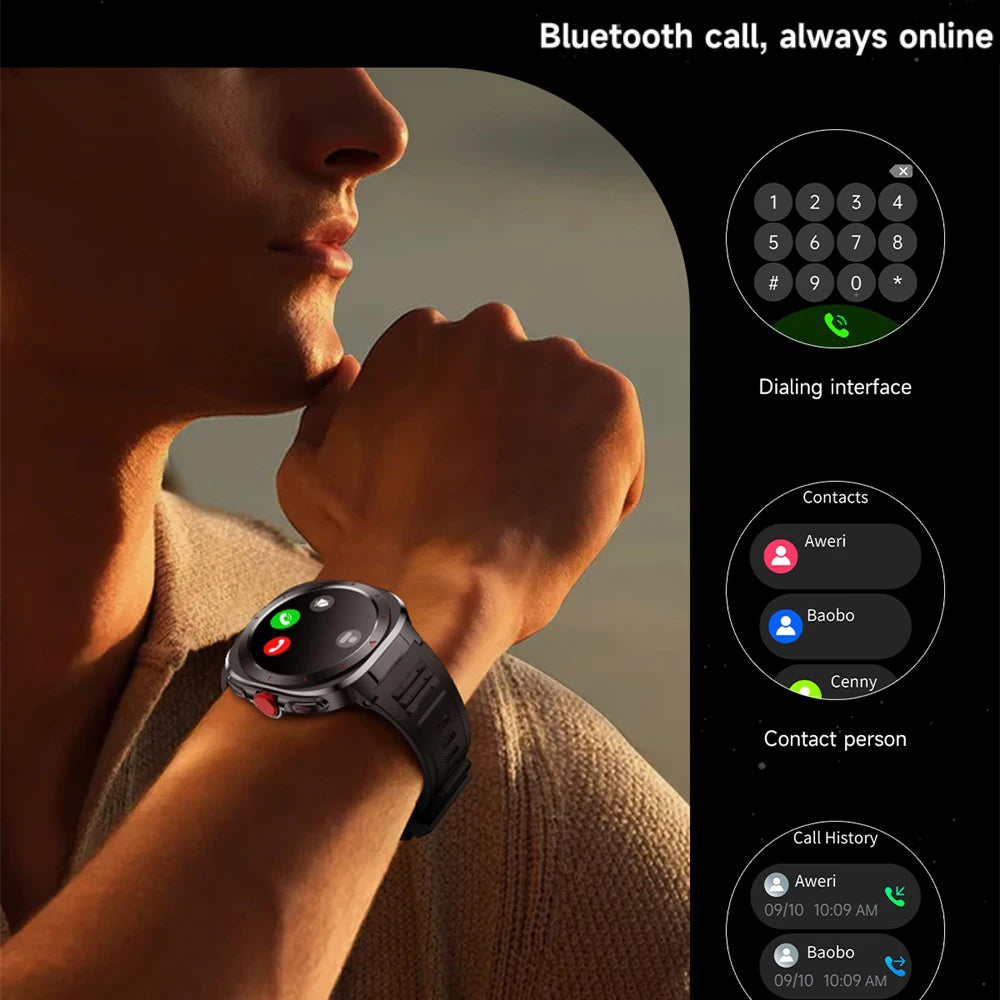 2025 Smart Health Sports Watches Heart Rate Outdoor Compass Blue Tooth Call Smartwatch 1ATM Waterproof Voice Assistant Bracelet