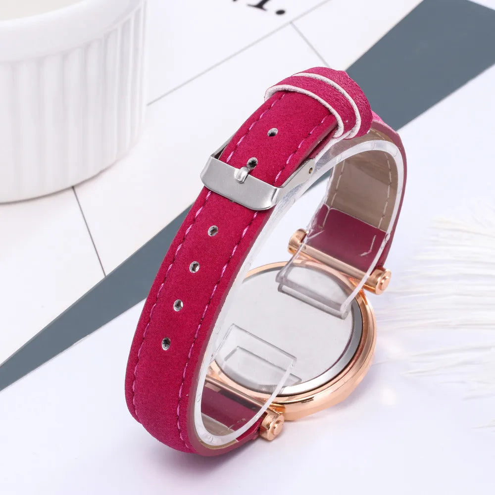 Reloj Mujer Fashion Watch For Women Leather Watches Ladies Luxury Analog Quartz Crystal Wristwatch Clock Relogio Feminino