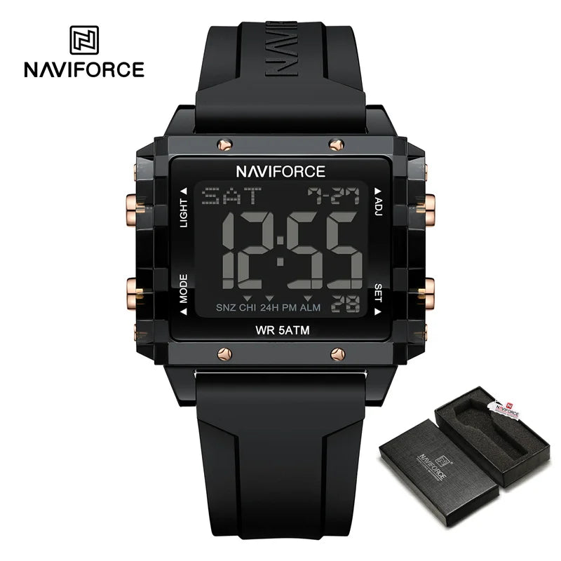 NAVIFORCE Watches for Woman Casual Waterproof Day and Date Dispay Silicone Strap Ladies Wristwatch LCD Digital Electronic Clocks
