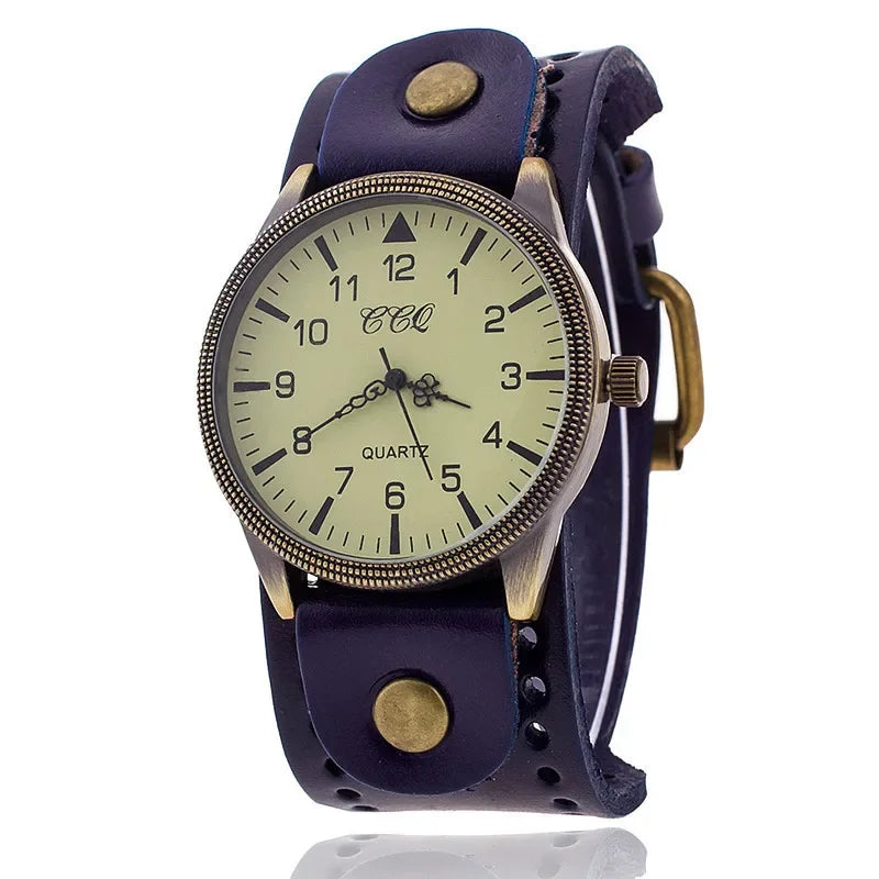 Men's Clock Cowhide Leather Bracelet Watch Retro Classic Antique Woman Quartz Wristwatch Watches Relogio Masculino Dropshipping