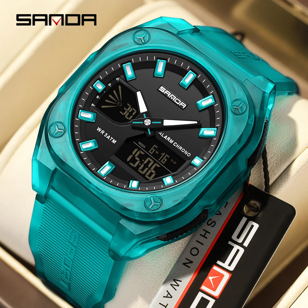 SANDA 6268 Sports Electronic Watch Men Multifunction Outdoor Students Wristwatch Alarm Clock Waterproof Luminous Digital Watches