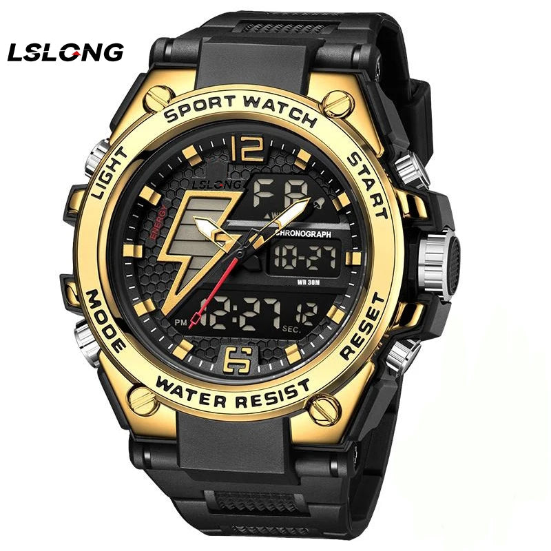 Men's Watches Sports Outdoor Waterproof Wrist Watch Tactical Date Multi Function Large Face LED Alarm Stopwatch for Men