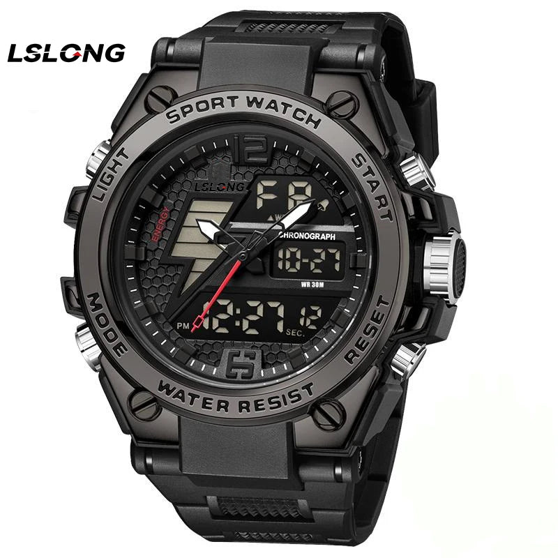Men's Watches Sports Outdoor Waterproof Wrist Watch Tactical Date Multi Function Large Face LED Alarm Stopwatch for Men