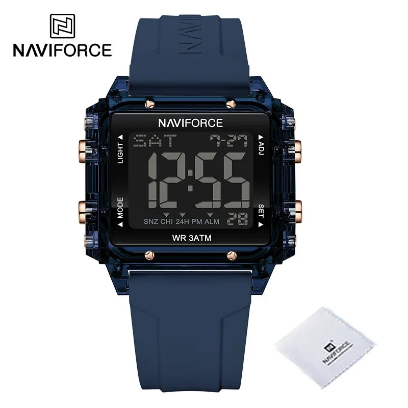 NAVIFORCE Watches for Woman Casual Waterproof Day and Date Dispay Silicone Strap Ladies Wristwatch LCD Digital Electronic Clocks