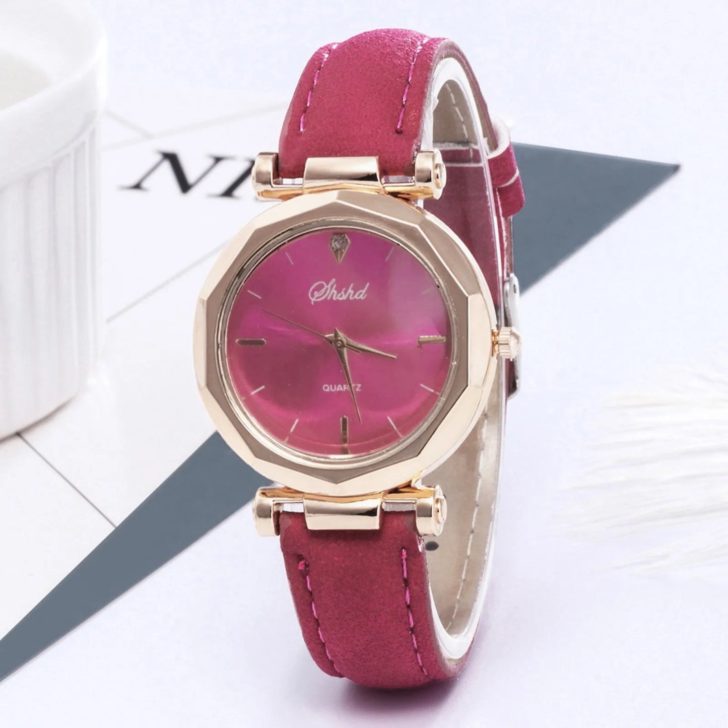 Reloj Mujer Fashion Watch For Women Leather Watches Ladies Luxury Analog Quartz Crystal Wristwatch Clock Relogio Feminino