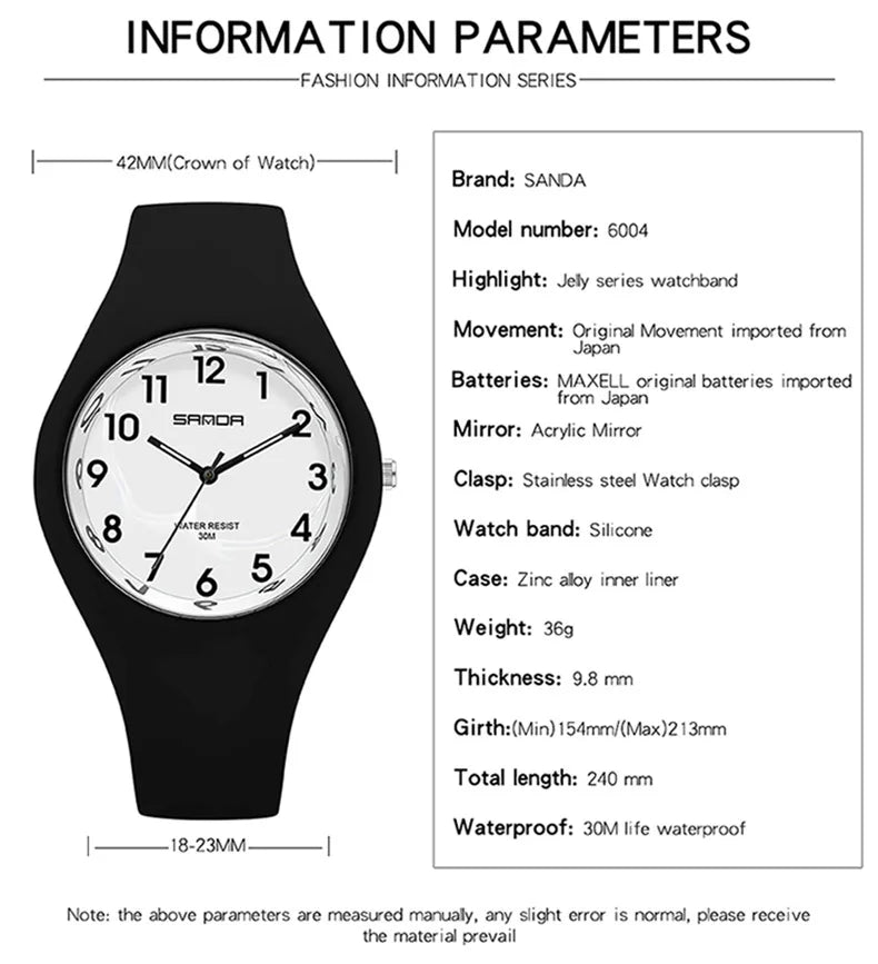 SANDA New Fashion Trend Women's Watches Sports Waterproof Wristwatch for Woman Watch Casual Clocks relogio feminino 6056