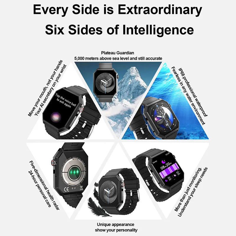2025 New Smart Watch 1.95"HD Screen Health Al Voice NFC Sports Mode Altimeter BT Call 3D Vision Deep Waterproof Smart Watch