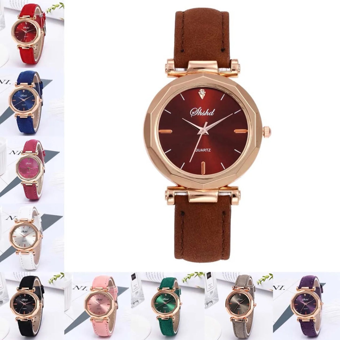 Reloj Mujer Fashion Watch For Women Leather Watches Ladies Luxury Analog Quartz Crystal Wristwatch Clock Relogio Feminino