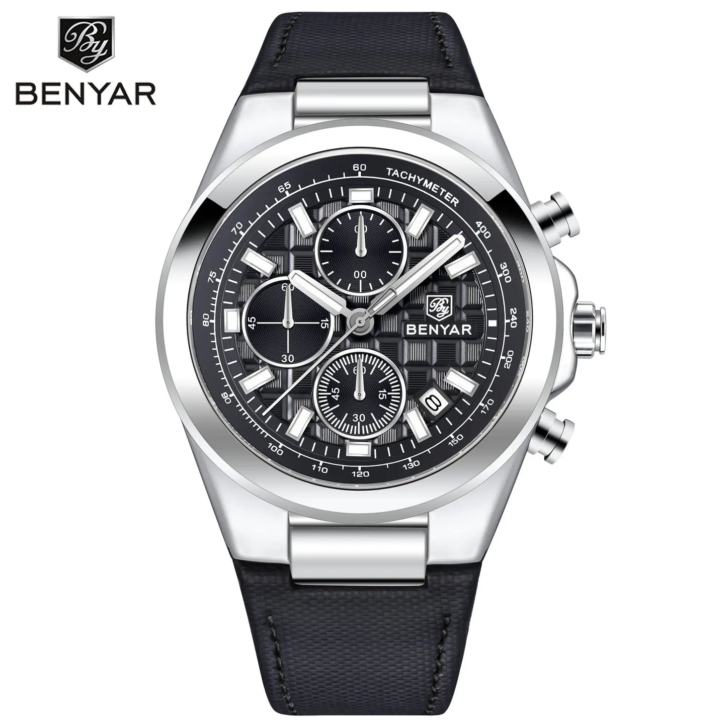 BENYAR Brand Men's 5206M Watches Top Luxury Watch for Men Chronograph Quartz Wristwatch Clock Waterproof Leather Reloj Hombr