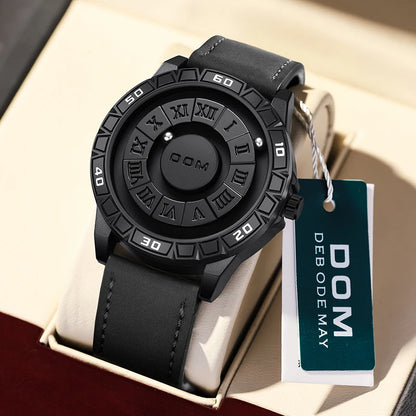 DOM 1726 Classics New Design Magnetic Ball Concept Men Fashion Cool Trend Minimalist Waterproof Leather Quartz Watches