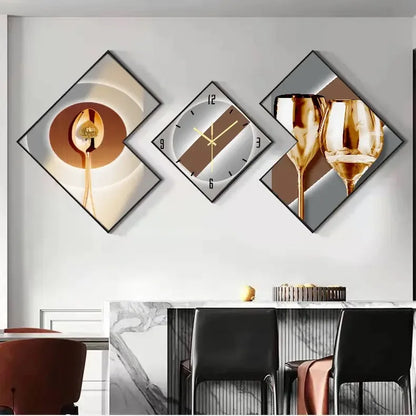 200cm Set 3 Modern Clocks Creative Modeling Design Wall Decorative Clock Light Luxury Wall Hanging Decor Art Clock for Sale