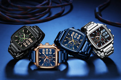 Relogio Masculino MINI FOCUS MF0314G Original Brand Waterproof Chronograph Men Quartz Watches Luxury Square Wrist Watch