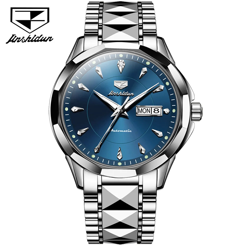 JSDUN 8936  Custom OEM logo Casual Waterproof  Stainless Steel Calendar Sport Automatic Mechanical Watches Men Wrist