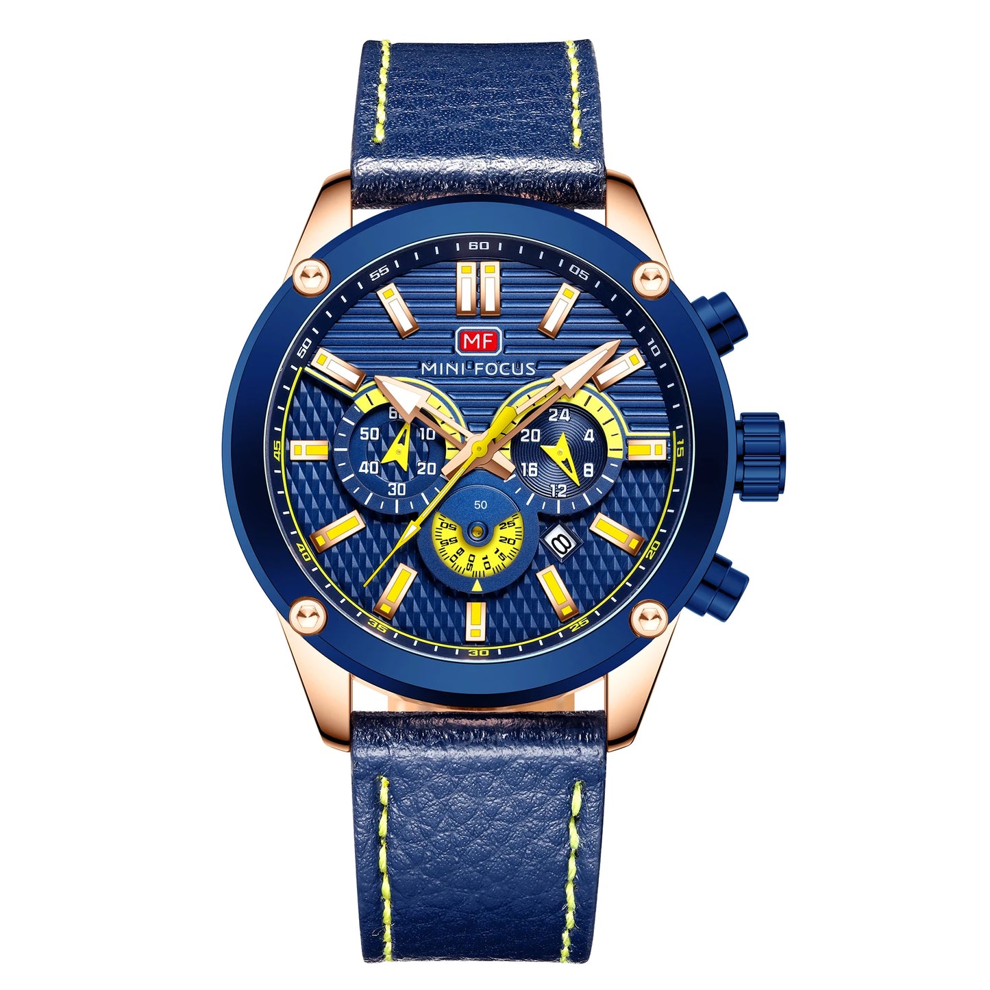 High End MINI FOCUS MF0288G Luxury Wrist Watches Leather Strap Waterproof Calendar Men Casual Quartz Watch Reloj Hombre